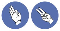 Zwei Hände formen Zeichen